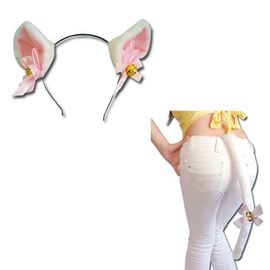 Oreille Chat Noir Clochette Dorée Serre Tête + Une Queue Noir Chat (Grande Taille) Sert Tête Barrette Black Sugar Cosplay Costume Déguisement Soirée