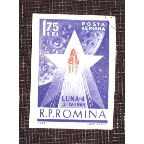 Roumanie Poste Aérienne N° 174 De1963 (Non Dentelé Et Oblitéré) - 1l75 « Recherche Spatiale : Luna 4 » - Thème Espace