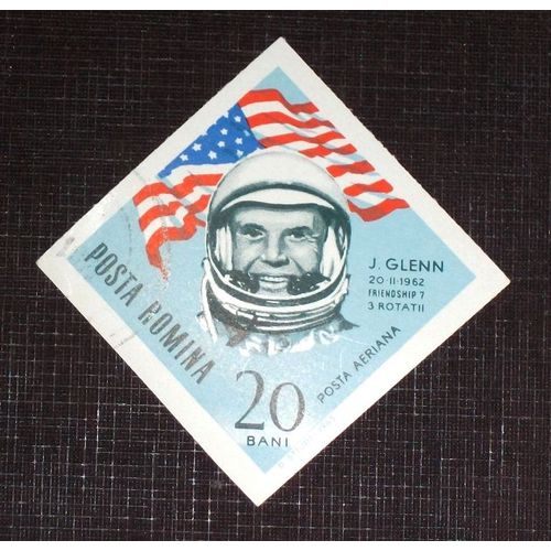 Roumanie Poste Aérienne N° 201 De1964 (Non Dentelé Et Oblitéré) - 20b « Conquête De L'espace : Glenn Et Drapeau Américain » - Thème Espace