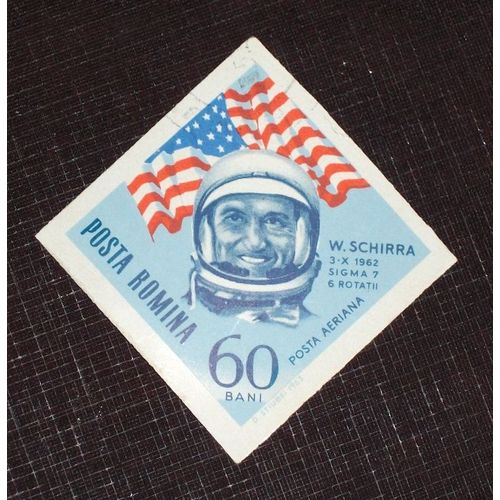 Roumanie Poste Aérienne N° 205 De1964 (Non Dentelé Et Oblitéré) - 60b « Conquête De L'espace : Schirra Et Drapeau Américain » - Thème Espace