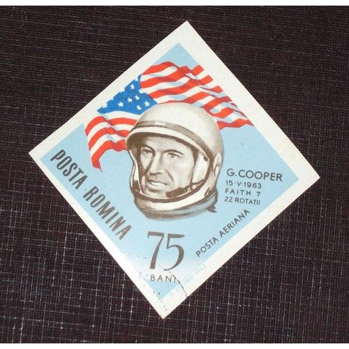 Roumanie Poste Aérienne N° 206 De1964 (Non Dentelé Et Oblitéré) - 75b « Conquête De L'espace : Cooper Et Drapeau Américain » - Thème Espace