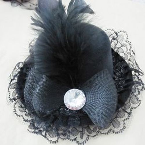 Chapeau Black Sugar Bibi Mini Petit Chapeau  Dentelle Noir Barrette Pince Cheveux