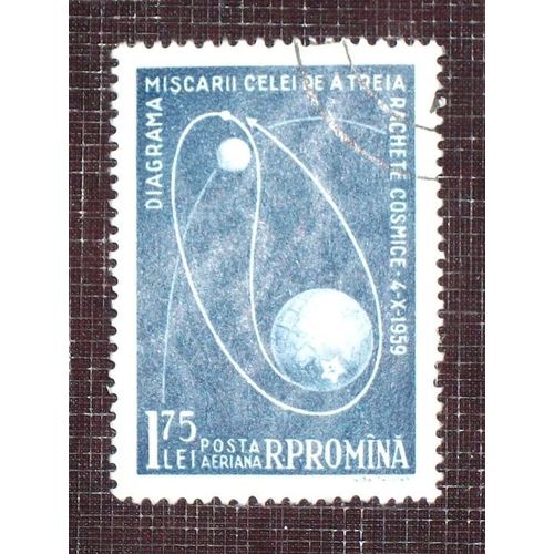 Theme Espace - Roumanie Poste Aérienne N° 106 De1959 (Oblitéré) - 1l75 « Trajectoire De La Fusée Lunaire »