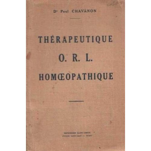 Thérapeutique Orl Homéopathique