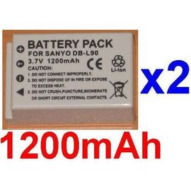 2 Batteries 1200mAh Pour Sanyo DB-L90 DBL90 Xacti DMX-SH11 VPC-SH1