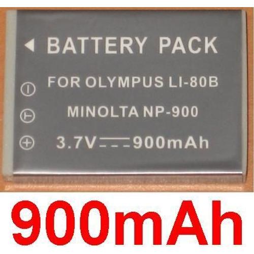 Batterie 900mAh Pour Olympus Li-80B Li80B T100 T-100 X960 X-960, Konica Minolta NP-900 NP900 DiMAGE E40 E50, BENQ DC E43 E53 E63 C500, Rollei Prego DP5200 DP4200