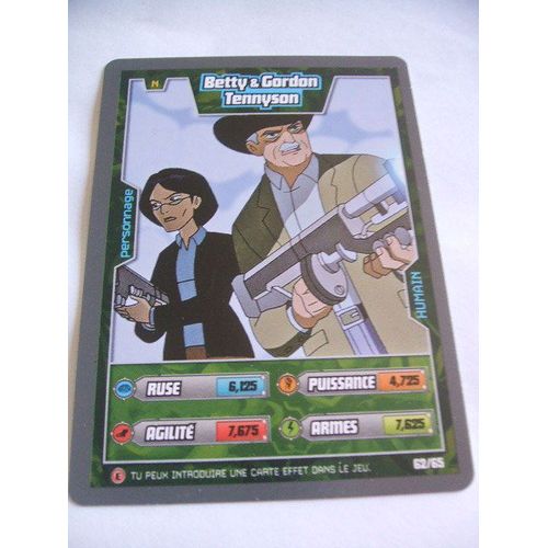Carte À Jouer Ben 10 Alien Aventures : Personnage Humain Betty & Gordon Tennyson 62/65
