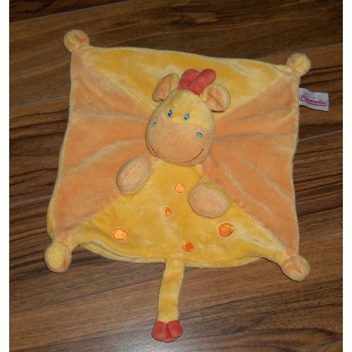 Doudou Girafe Pommette Plat - Orange Jaune