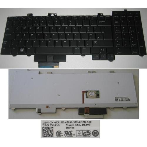 Clavier Qwerty UK Pour Dell Precision M6400 Series, Noir / Black, Backlit, Model: NSK-DE10U, P/N: 0X913D X913D