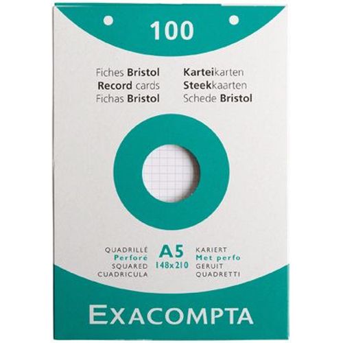 Fiche Bristol Blanche 5x5 148x210 Perforee - Paquet De 100