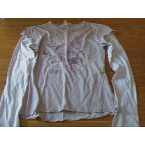 T Shirt Gris/Blanc T 7/8 Ans Tres Bon Etat