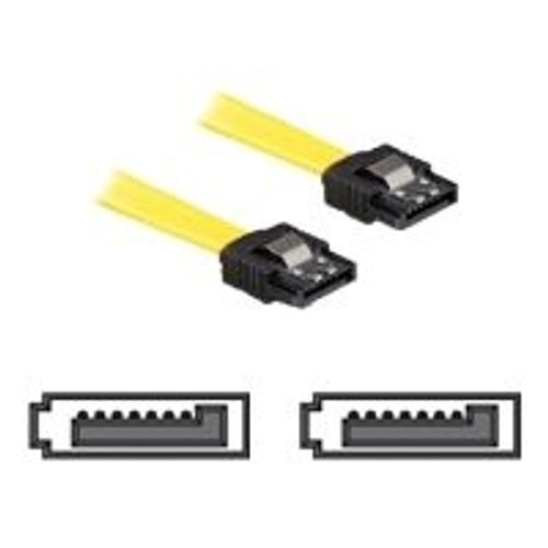 Delock - Câble SATA - Serial ATA 150/300 - SATA (F) pour SATA (F) - 50 cm - verrouillé, connecteur droite - jaune