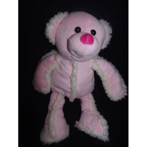 Doudou Ours Cmp Peluche Rose Style Peau Mouton 30  Cm