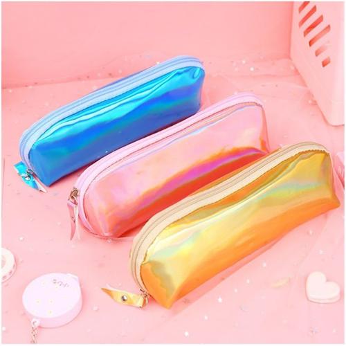 Trousse Scolaire A Crayon Fille Garcon Ado Transparente Motif Couleur Ronde Grande Capacite Sac Fourniture Scolaire Kawaii Originale Fun Etudiant College Bleu