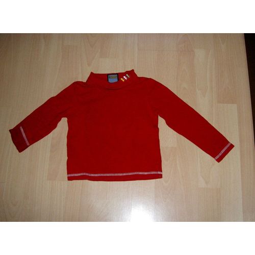 Sous-Pull Col Roulé Rouge Motif Petites Filles Sur Col Ddp Taille 4 Ans