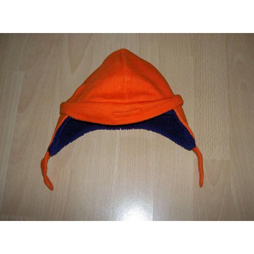 Bonnet Orange Avec Doublure Bleue Taille 45 Cm Marèse 6 Mois