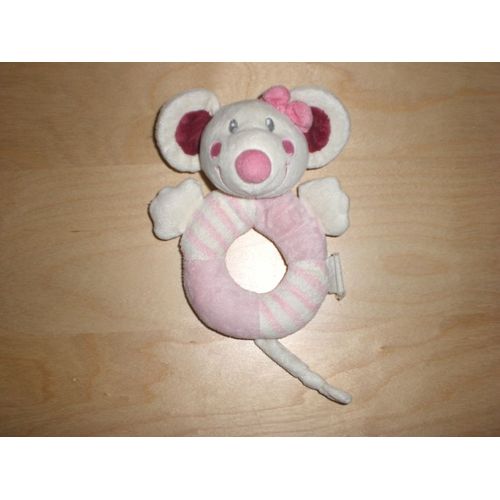 Doudou Souris Rose Hochet Nicotoy