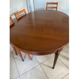 Meubles De Salle À Mange: Table Ronde, 2 Rallonges, 6 Chaises, Vaisselier Vitrine, R Bois Massif Style Napoleon Iii État