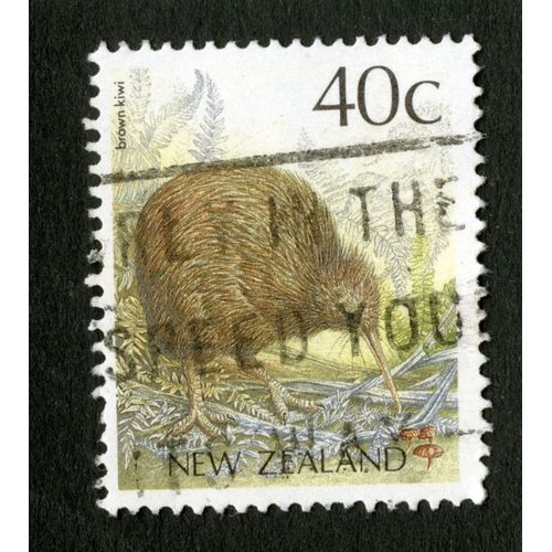 Timbre Oblitéré New Zealand, Brown Kiwi, 40 C