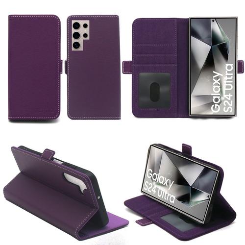 Housse Violette Pour Samsung Galaxy S24 Ultra 5g Etui De Protection Portefeuille À Rabat Avec Porte Cartes Xeptio