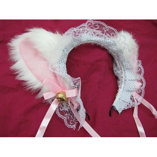 Serre Tête Oreille De Chat Noir Avec Clochettes Dentelle Cosplay Déguisement Modèle Japonais Barrette Black Sugar Japan Expo
