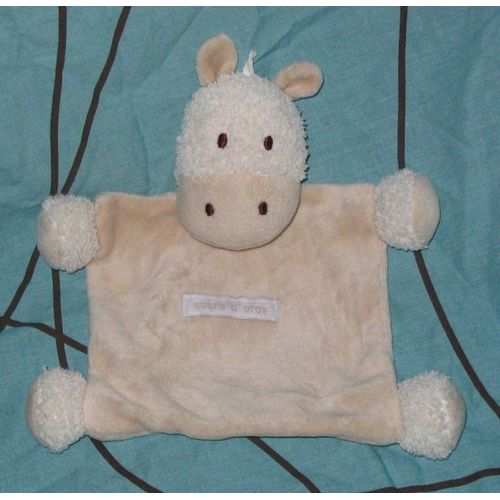 Poney Cheval Ane Doudou Plat Beige Écru Sucre D'orge 20 Cm