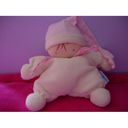 Lutin Écru Et Rose Grelot Nounours 20 Cm Sans Le Bonnet, 38 Cm Avec