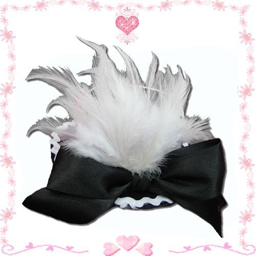 Bibi Mini Petit Chapeau Dentelle Plume Gothique Lolita Punk Barrette Pince Cheveux Cosplay Costume Déguisement Soirée