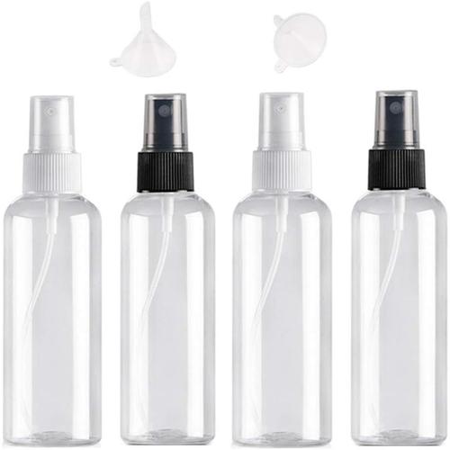 4PCS 100ml Flacon Vaporisateur, Bouteille de Voyage Vide Plastique R¿¿utilisables Transparent Atomiseur De Poche, Bouteilles de Pulv¿¿risation, Spray Sous-Bouteilles de Cosm¿¿tiques