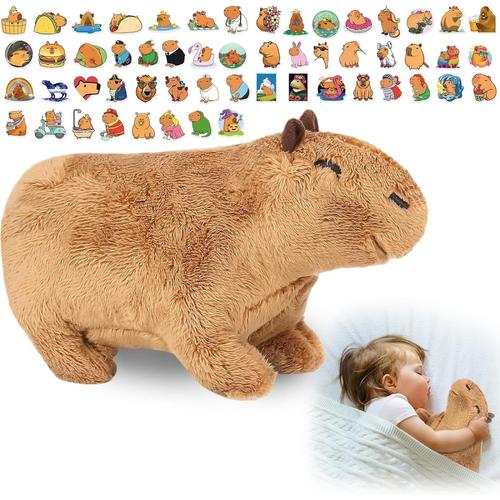 Peluche Capybara,Capybara Peluche,Peluche Mignonne,Peluche Capybara R¿¿Alistepeluche Capybara Super Douce,Jouet Enfant Avec Du Cochon Dinde De Leau Stickers,Cadeau Pour Enfants Et Amis(20cm)