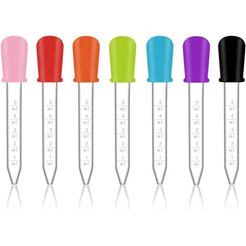 7 pi¿¿ces Pipettes En Silicone Compte-gouttes, Liquide Pipettes, Pipette Dropper, Pipettes Gradu¿¿es Plastique, pour Laboratoire Enfant und Alimentaire, Bonbons, Animaux Domestiques, Plantes