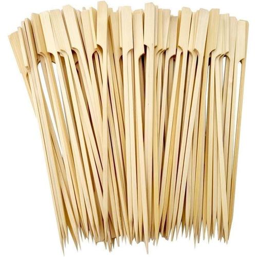 Lot de 100 pics en bambou Bois Brochette Pique a Brochette Bambou Baton de Bambou Barbecue pour ap¿¿ritif, cocktails, amuse-bouches,collations, barbecue, fruits, sandwichs, 9 cm