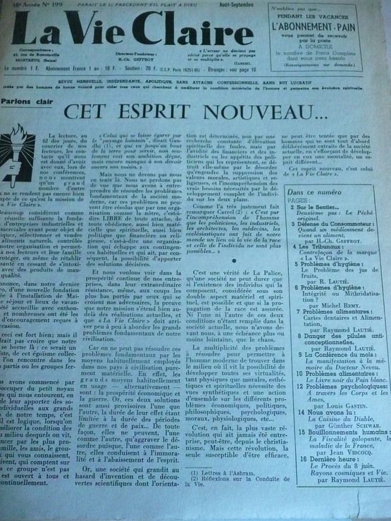 La Vie Claire  N° 199 : Cet Esprit Nouveau