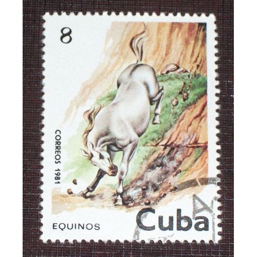Theme Chevaux - Timbre Oblitéré De Cuba (Ref : Tan-02)