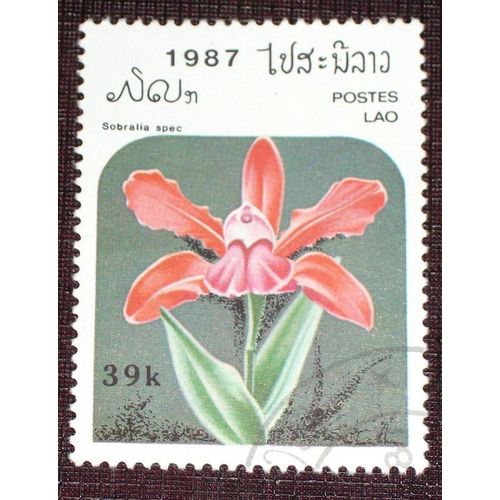 Theme Fleurs - Timbre Oblitéré Du Laos (Ref : Tfl-44)
