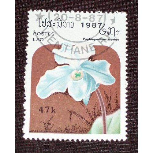 Theme Fleurs - Timbre Oblitéré Du Laos (Ref : Tfl-45)