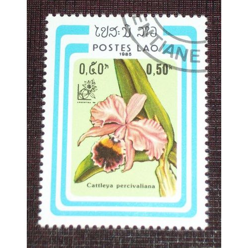 Theme Fleurs - Timbre Oblitéré Du Laos (Ref : Tfl-54)
