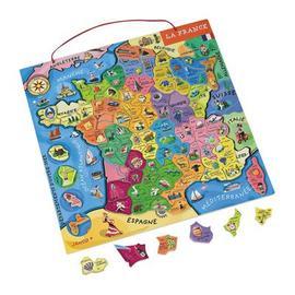 Puzzle carte de France et regions, jouet en bois - puzzle magnétique