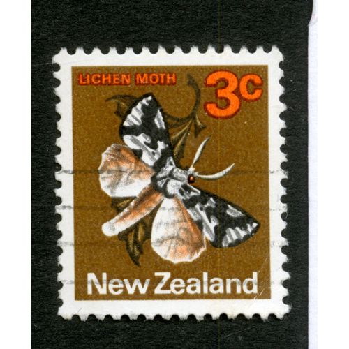 Timbre Oblitéré New Zealand, Lichen Moth, 3 C