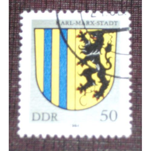 Allemagne Rda Ddr N° 2493 Oblitéré, 50p « Armoiries De Villes De La Rda : Karl-Marx-Stadt »