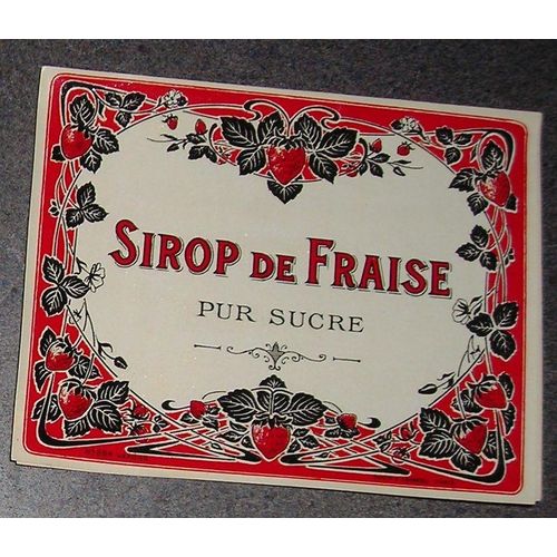 Étiquette Papier Glacé Sirop De Fraise Pur Sucre
