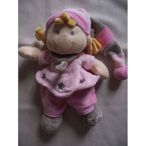 Doudou Poupee Fillette Fille Nicotoy Kiabi Peluche Bonnet Beige Jaune Rose Gris Rakuten