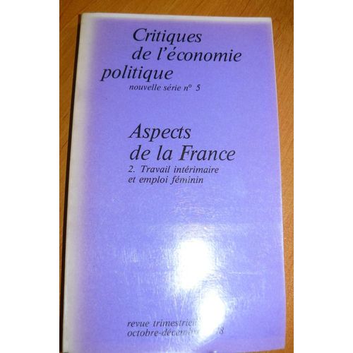 Critiques De L'economie Politique N 5 Aspects De La France