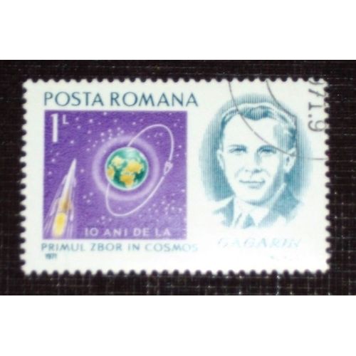 Theme Espace - Timbre Oblitéré De Roumanie « Gagarin » (Ref : Tes-15)
