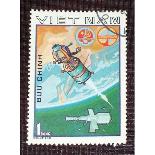 Theme Espace - Timbre Oblitéré Du Vietnam (Ref : Tes-02)