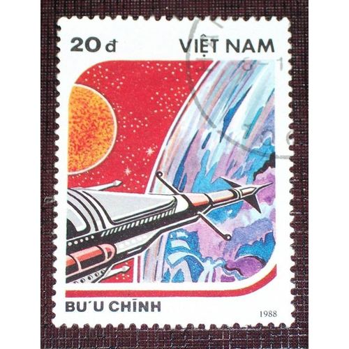 Theme Espace - Timbre Oblitéré Du Vietnam (Ref : Tes-43)