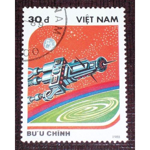 Theme Espace - Timbre Oblitéré Du Vietnam (Ref : Tes-44)