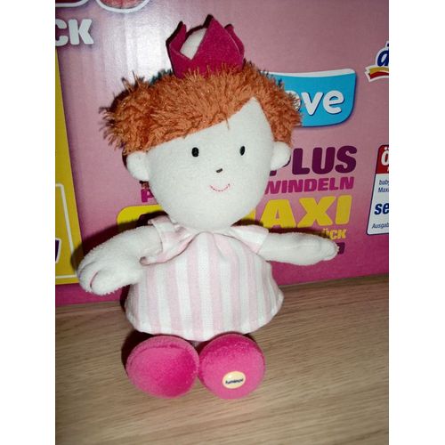 Poupee Doudou Luminou Chiffon Tissu Rayé Rose Lili Jemini Peluche