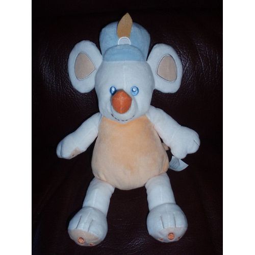 Doudou Souris Blanche Et Orange Avec Chapeau Kimbaloo La Halle
