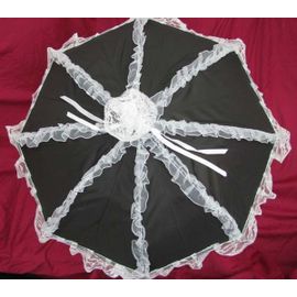 Black Sugar Parapluie Ombrelle Noir Dentelle Blanc Lolita Déguisement Cosplay Costume Japonais Émo